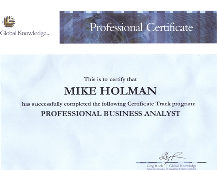 Mike Holman - Certified Professional Business Analyst